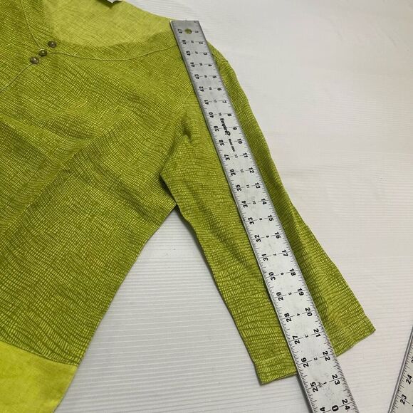 Click By Color Me Cotton Green Lagenlook Art To Wear Linen Pant Set Outfit Large - Picture 4 of 14